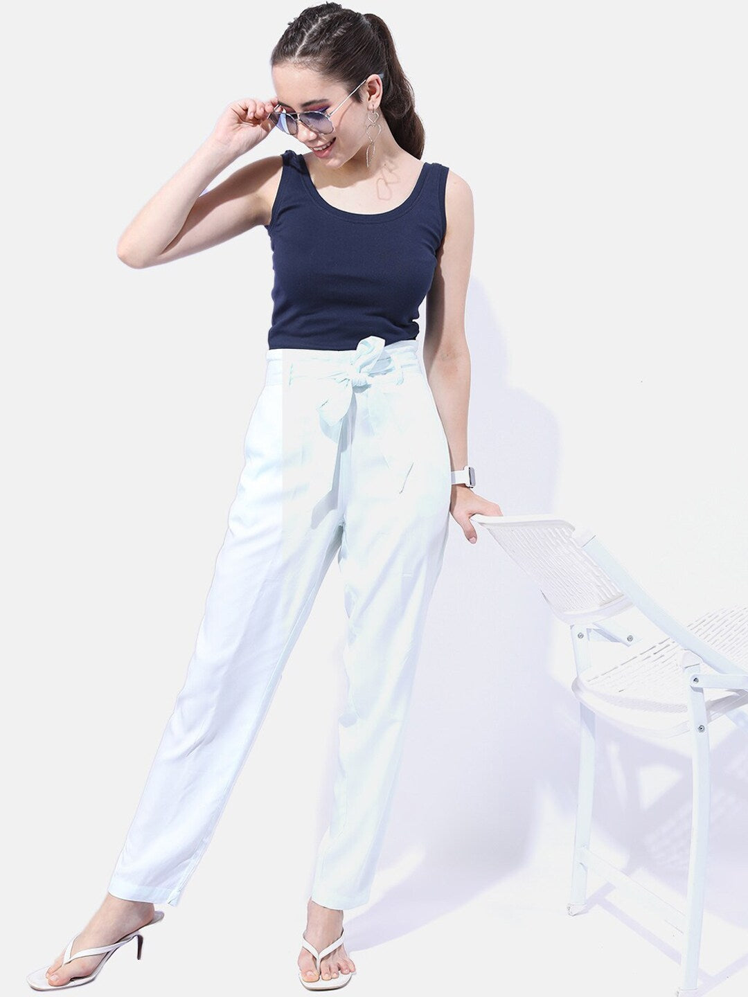 Women Solid Tapered Pants