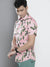 Men's Cotton Pink Tropical Slim Fit Short Sleeves Shirt