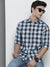 Men's Cotton Blue Checkered Slim Fit Long Sleeves Shirt