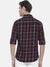 Men's Slim Fit Maroon Cotton Checkered Long Sleeves Shirt