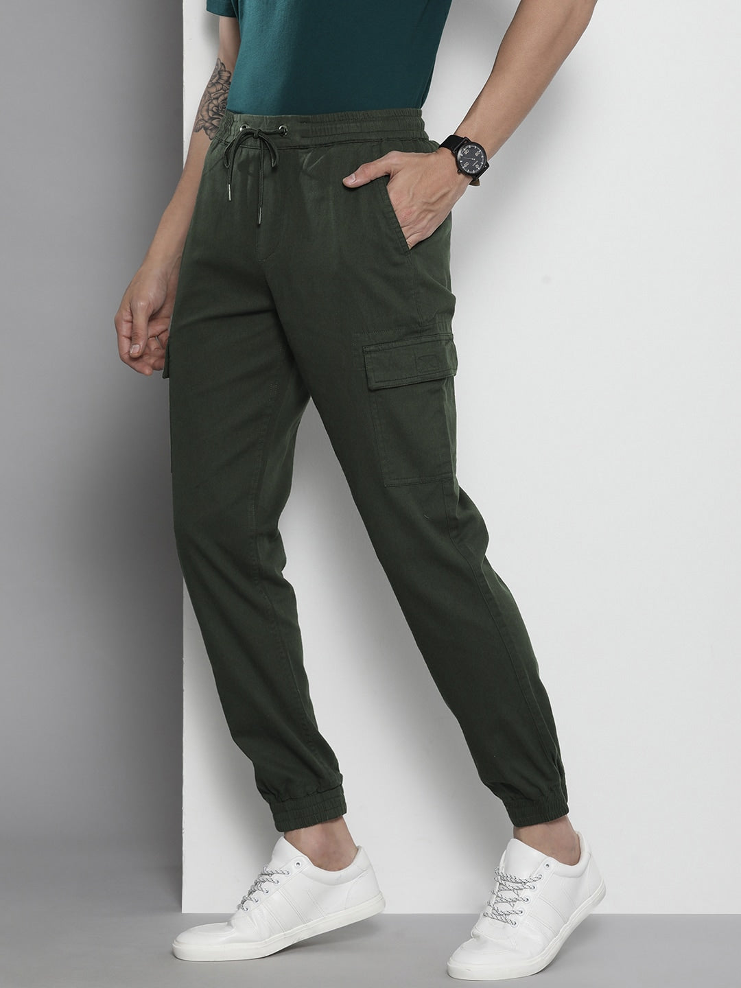 COLLUSION pocket detail cargo pants with white stitch in olive | ASOS