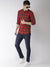 Men's Slim Fit Red Cotton Checkered Long Sleeves Shirt