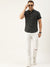 Men's Cotton Black Striped Slim Fit Short Sleeves Shirt