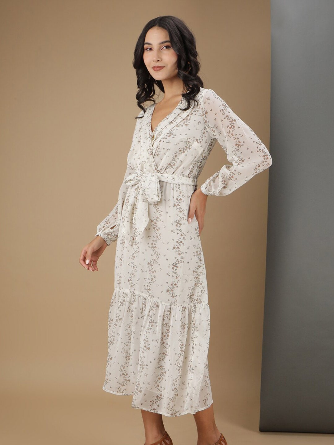 Shop Women Ditsy Printed Wrap Dress Online.