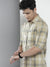 Men's Cotton Green Checkered Slim Fit Long Sleeves Shirt