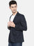 Men's Slim Fit NavyBlue Cotton Solid Long Sleeves Blazer
