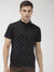 Men's Slim Fit Black Cotton Abstract Short Sleeves T-Shirt