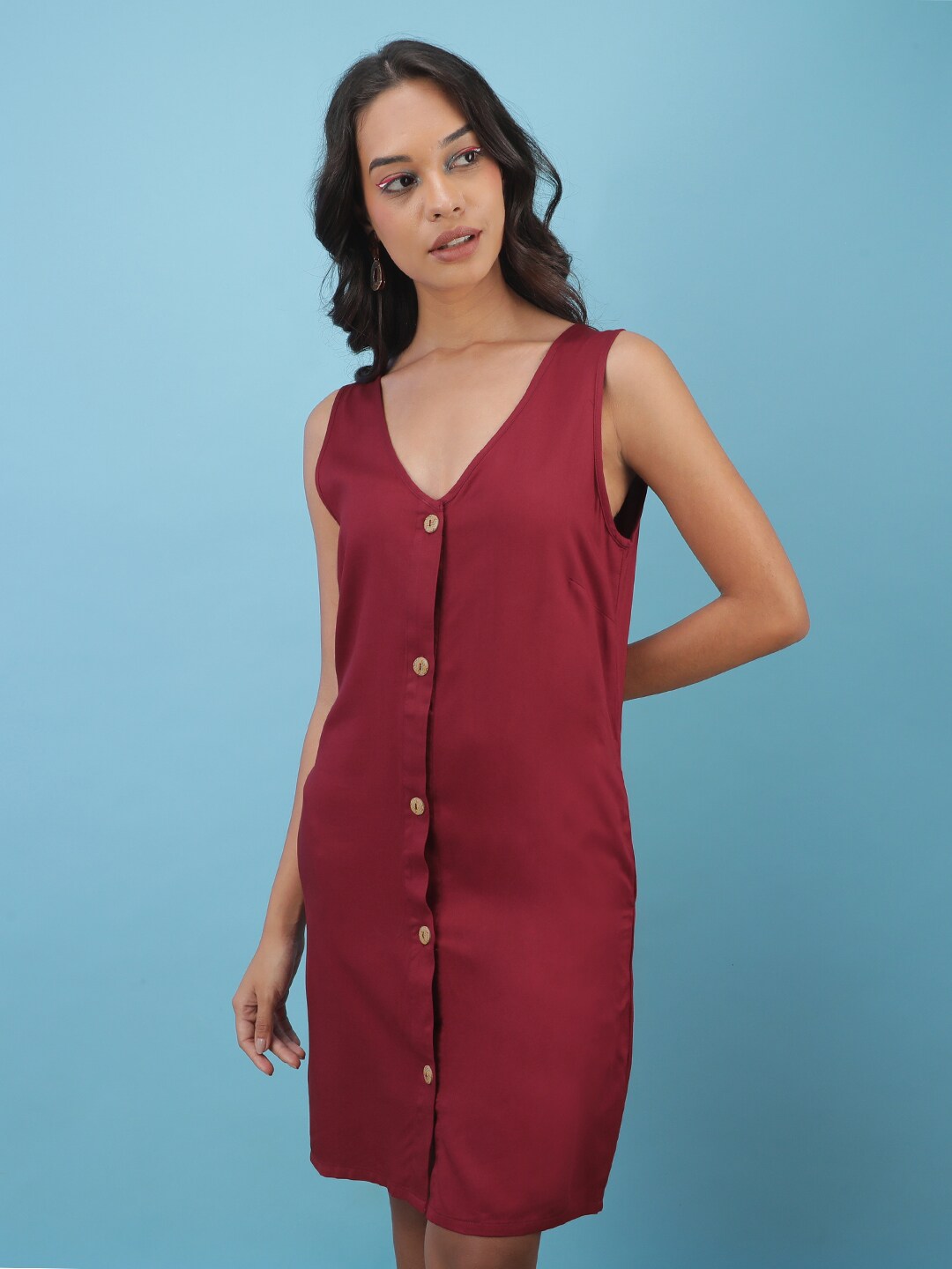 Shop Women Solid Striped A-Line Dress Online.