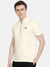 Men's Slim Fit Cream Cotton Solid Short Sleeves T-Shirt