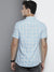 Men's Cotton Blue Checkered Slim Fit Short Sleeves Shirt