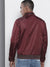 Men's Polyester Burgundy Solid Slim Fit Long Sleeves Jackets