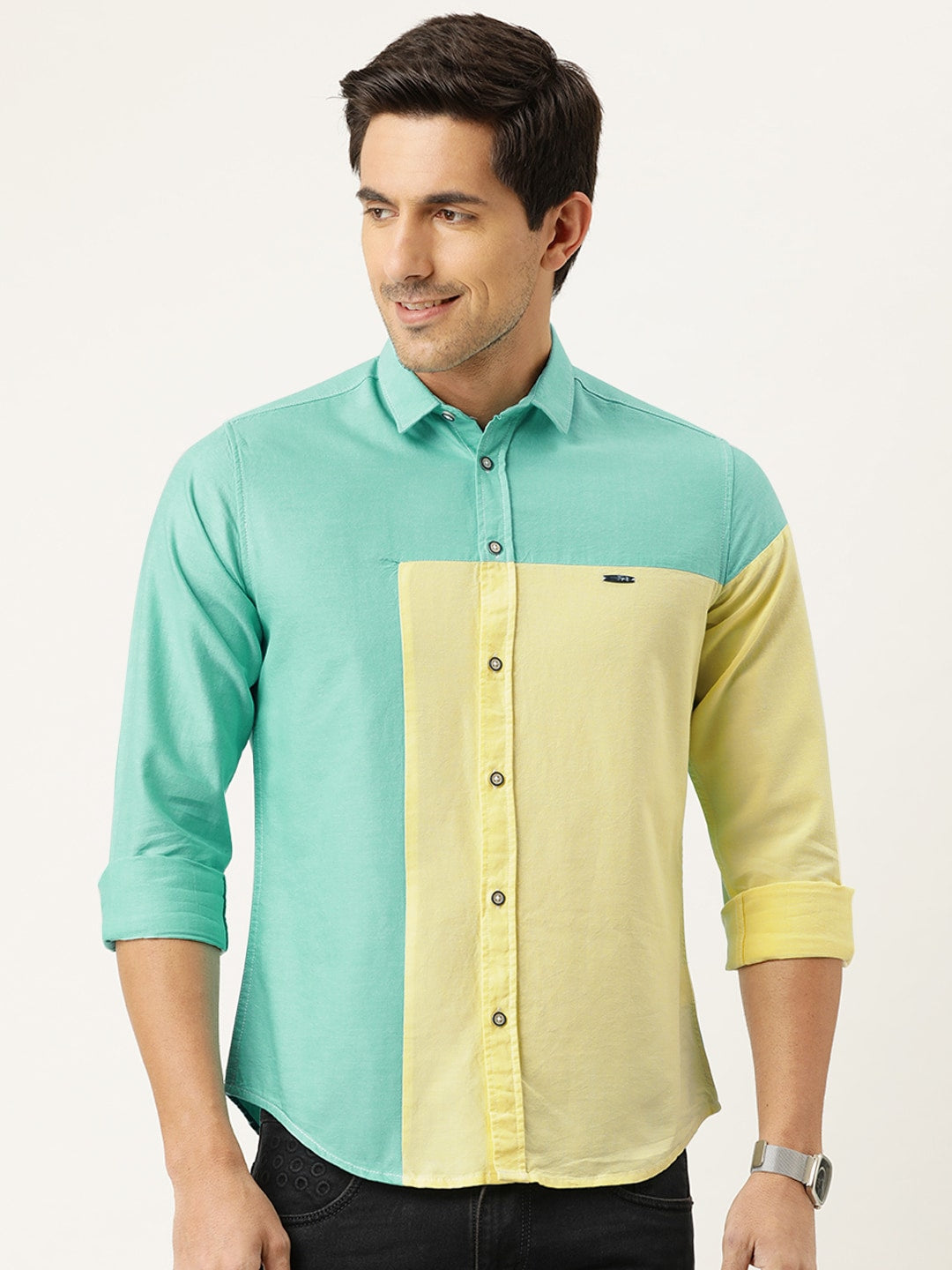 Shop Men Color Block Shirt Online.