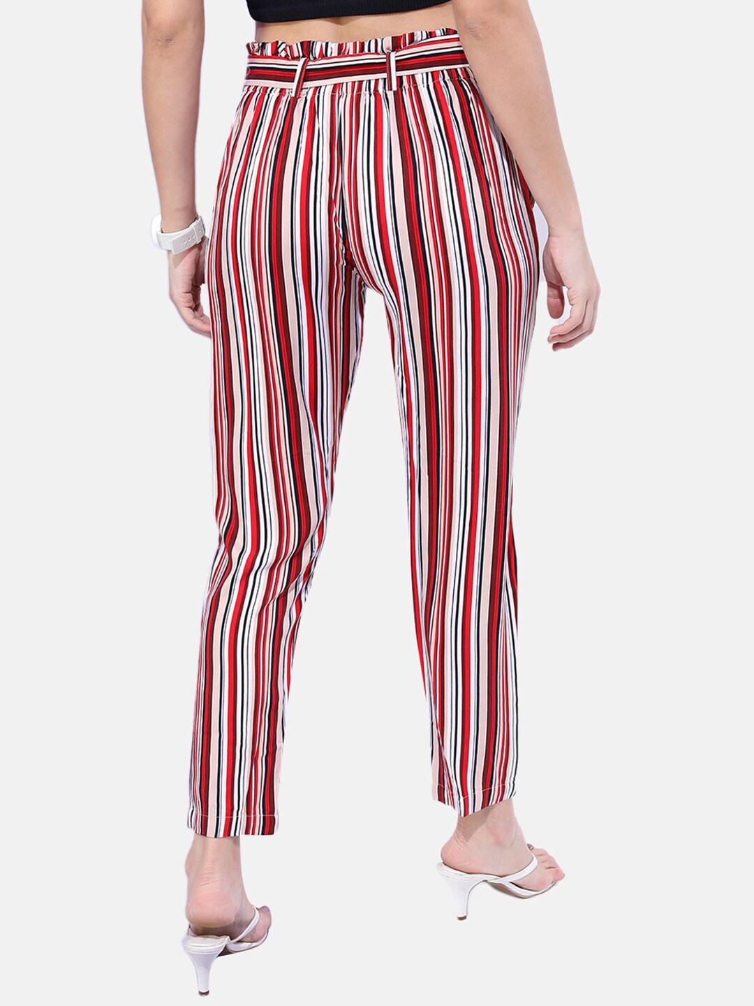 Shop Women Striped Tapered Pants Online.