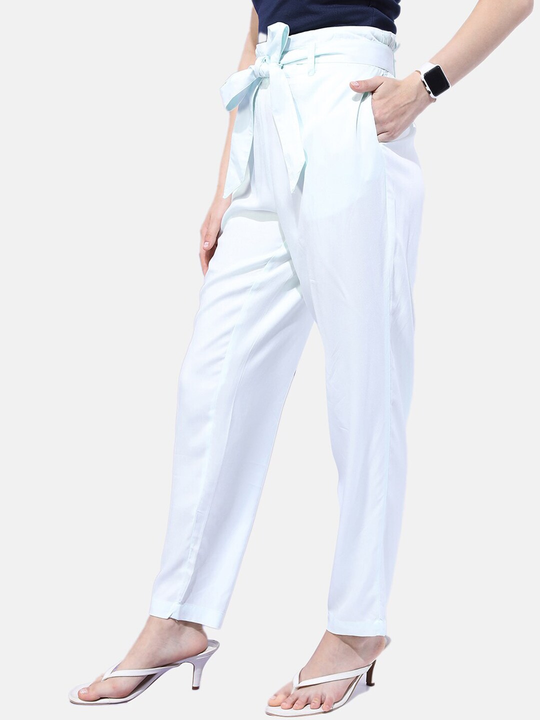 Women Solid Tapered Pants