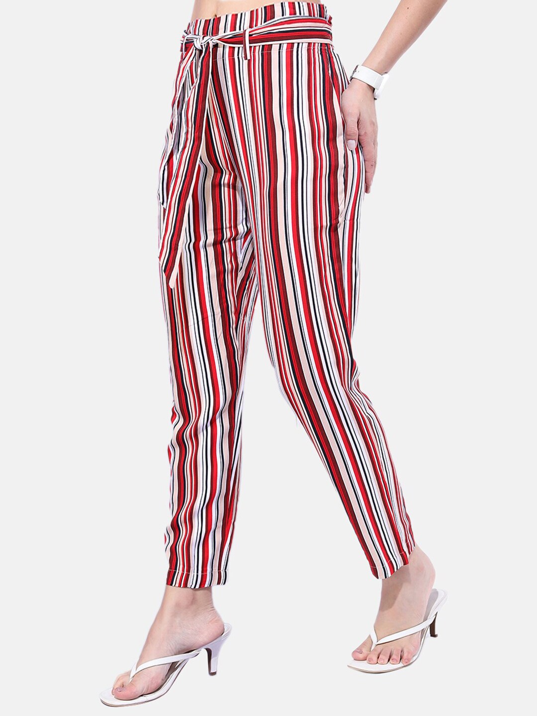 Shop Women Striped Tapered Pants Online.
