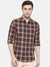Men's Slim Fit Mustard Cotton Checkered Long Sleeves Shirt